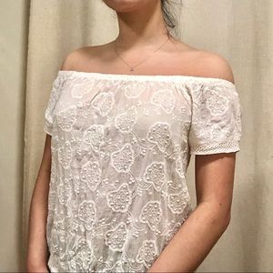 White embroidered off the shoulder top size S
